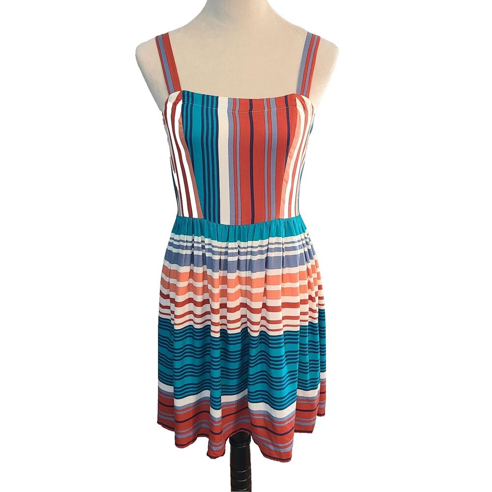 Gypsies & Moondust Boho Stripe Sleeveless Mini Dress S Sundress Indie 70s Coastl